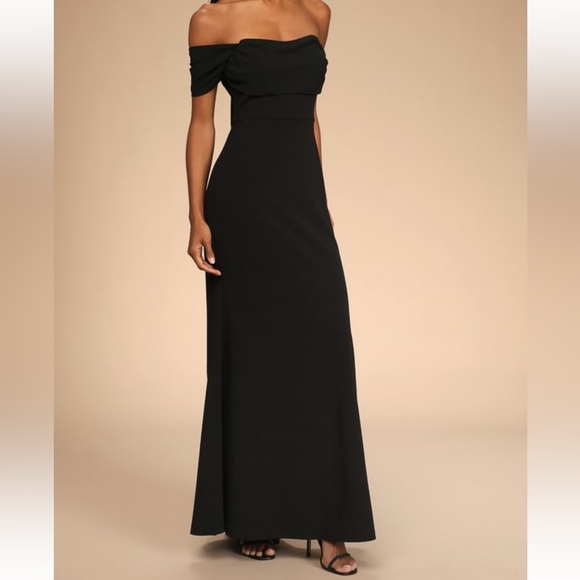 Lulu’s Would You Be Mine Black Off-The-Shoulder Mermaid Maxi Dress - Picture 3 of 4